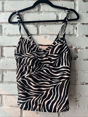 Tankini Black & White Zebra Print Spaghetti Strap Tank Top